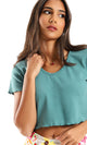 O154991 Deep V-Neck Cropped Summer Top - Jade