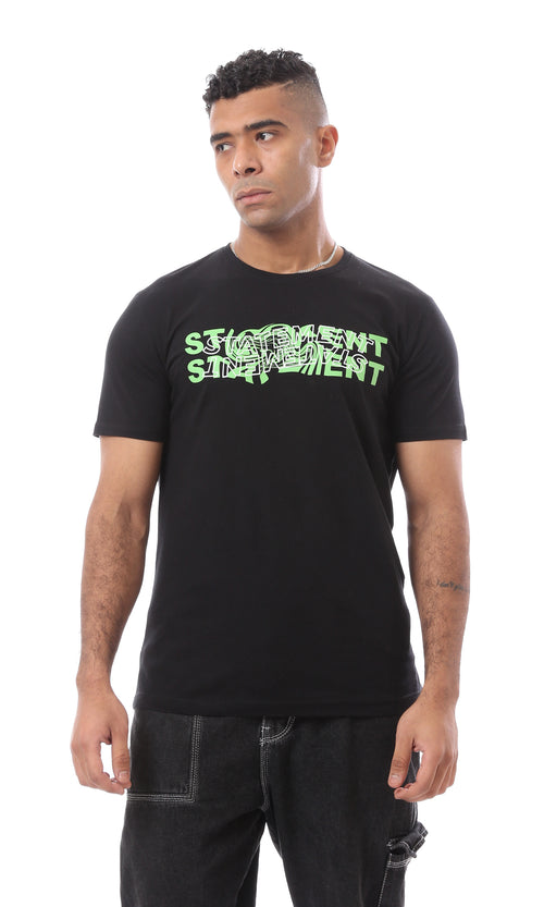 O163307 Printed "Statement" Black Short Sleeves Tee