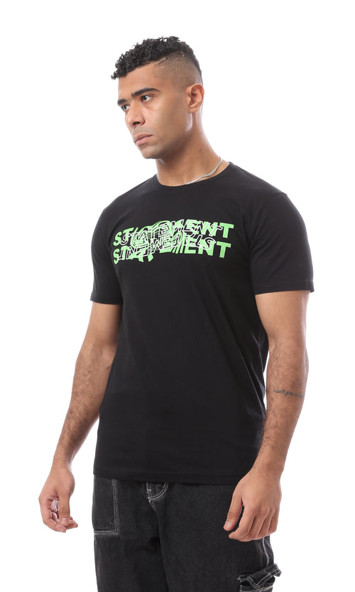 O163307 Printed "Statement" Black Short Sleeves Tee