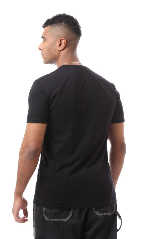 O163307 Printed "Statement" Black Short Sleeves Tee