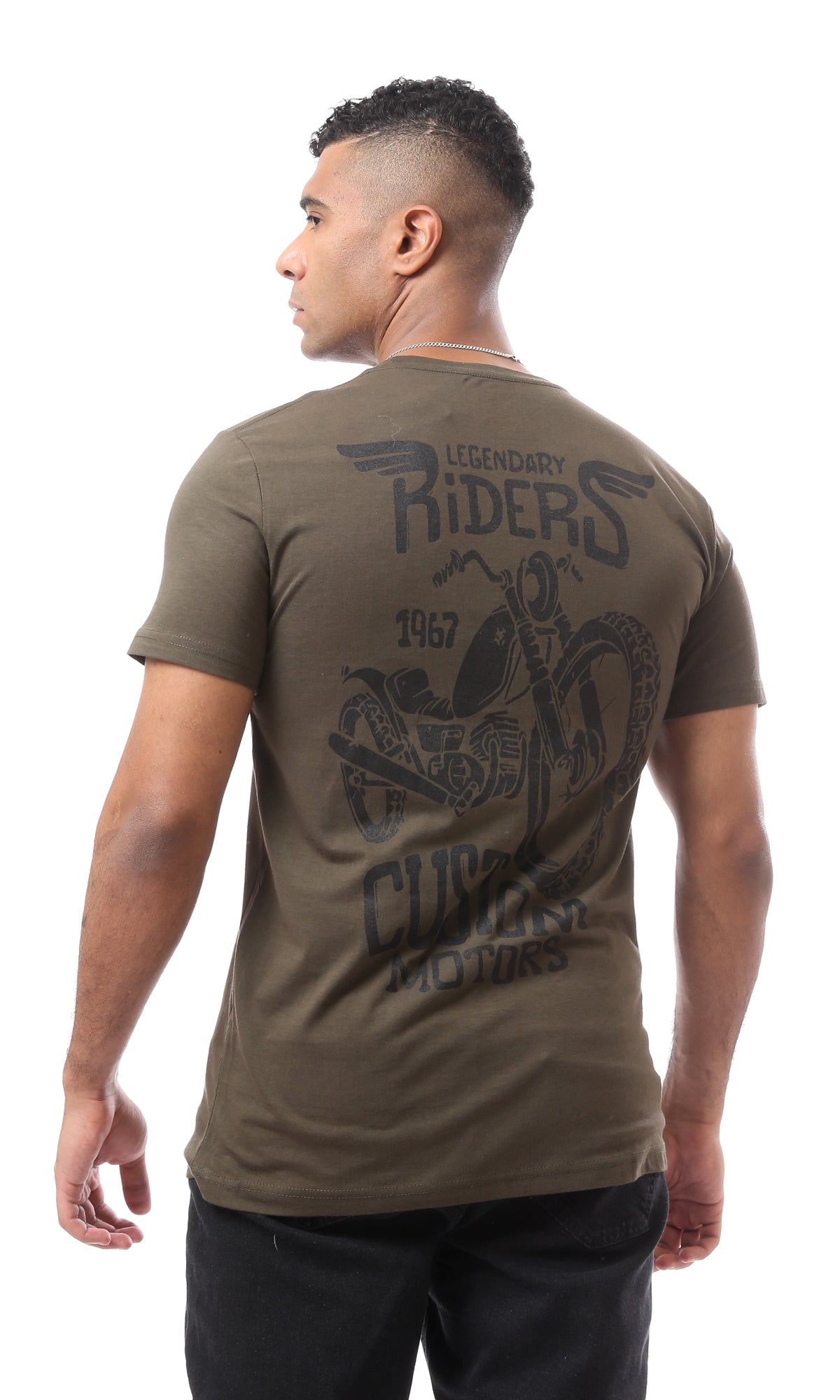 O163322 Summer Casual Dark Taupe T-Shirt With Legendary Rides Slogan