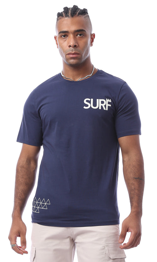 O163342 Cotton Slip On Pinted Navy Blue Tee