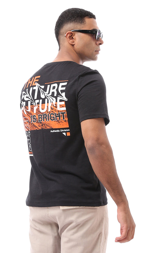 O163637 Front & Back Print Short Sleeves Black Tee