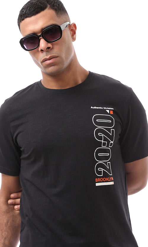 O163637 Front & Back Print Short Sleeves Black Tee
