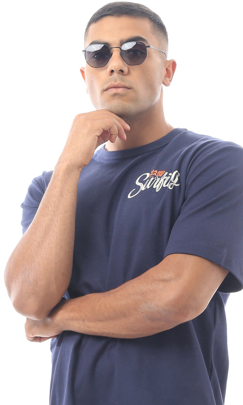 O163653 Front & Back Printed Slip On Black Tee