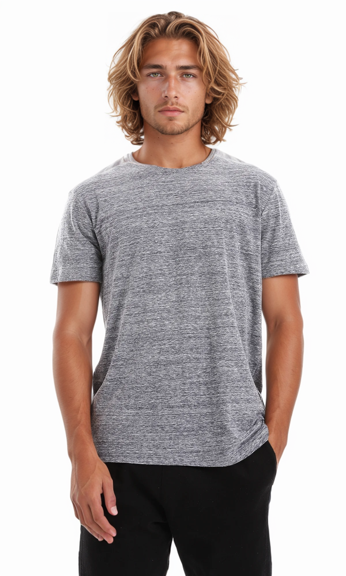 O164015 Practical Slip On Cotton Tee - Heather Grey