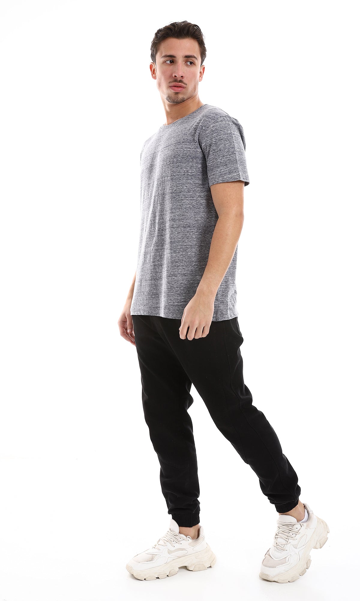 O164015 Practical Slip On Cotton Tee - Heather Grey