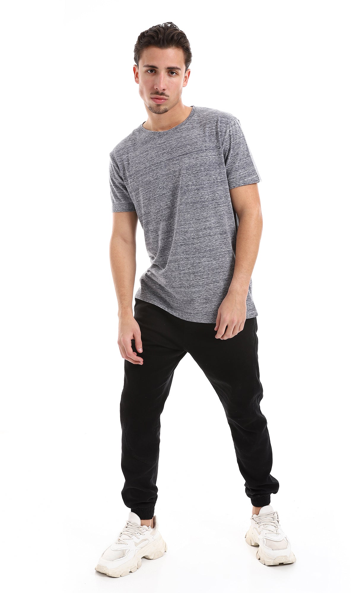 O164015 Practical Slip On Cotton Tee - Heather Grey