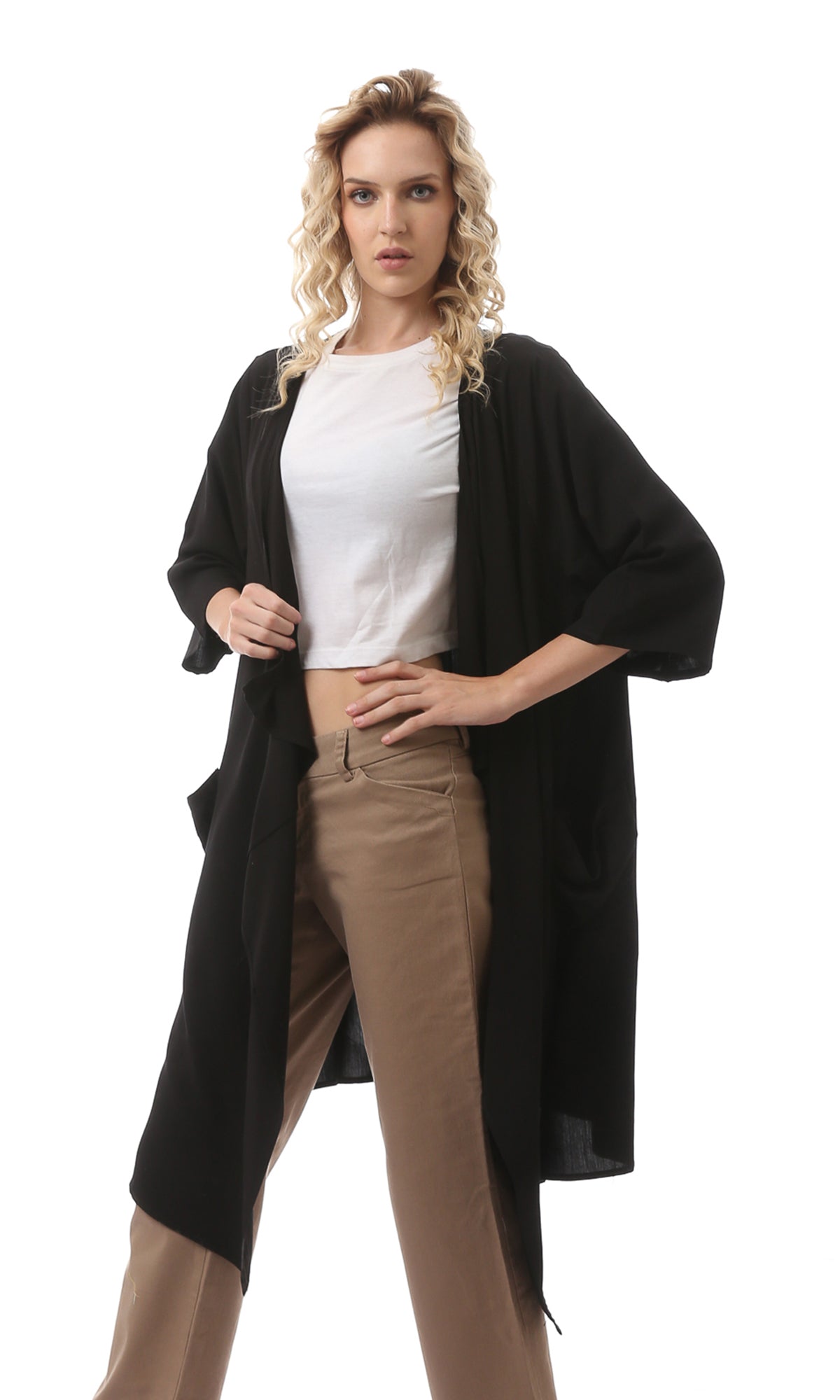كارديجان أسود سادة مريح سهل الارتداء