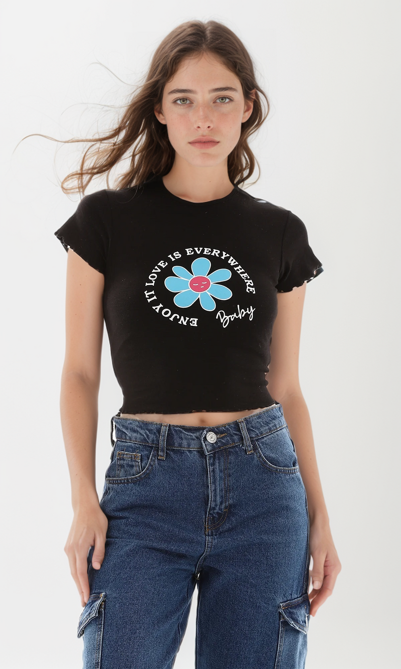 o164647-flower-printed-slip-on-tee-black-women-short-sleeve-t-shirt