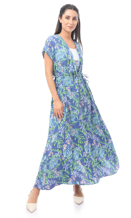 O165287 Floral Short Sleeve Floral Slip On Dress