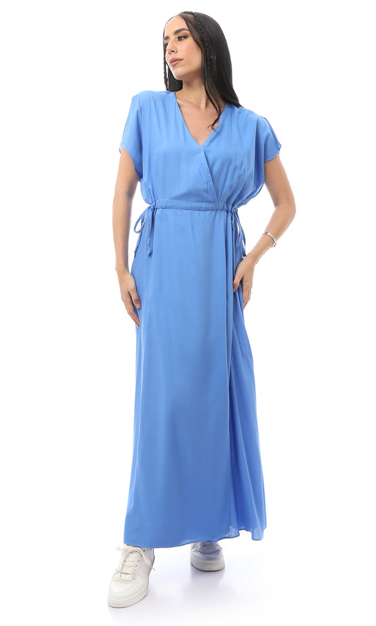 O165288 Elastic Waist Blue Comfy & Fashionable Dress