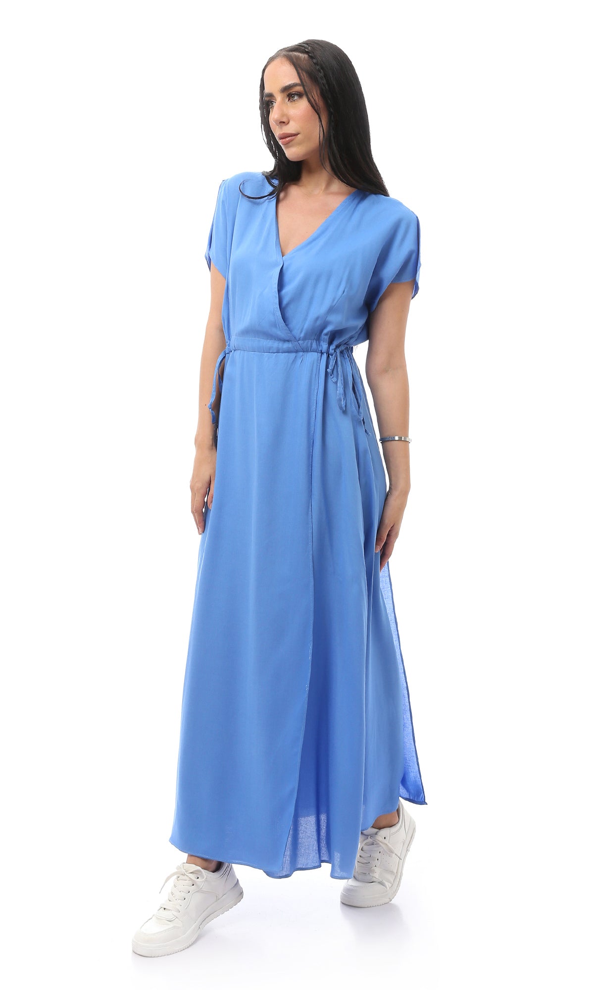 O165288 Elastic Waist Blue Comfy & Fashionable Dress