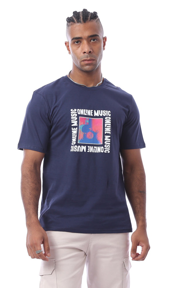 تيشيرت كحلي مطبوع سهل الارتداء