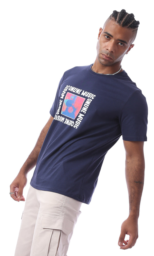 تيشيرت كحلي مطبوع سهل الارتداء