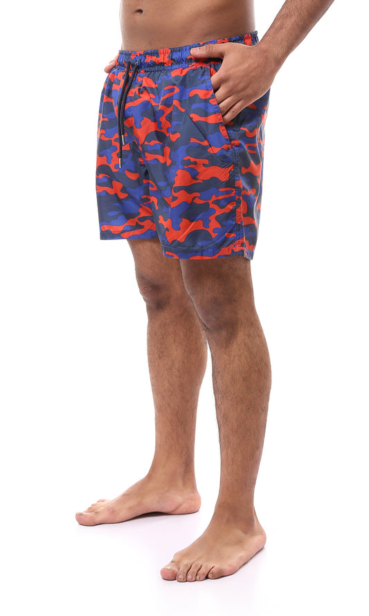 O167851 Blue & Red Camouflage Summer Swim Shorts