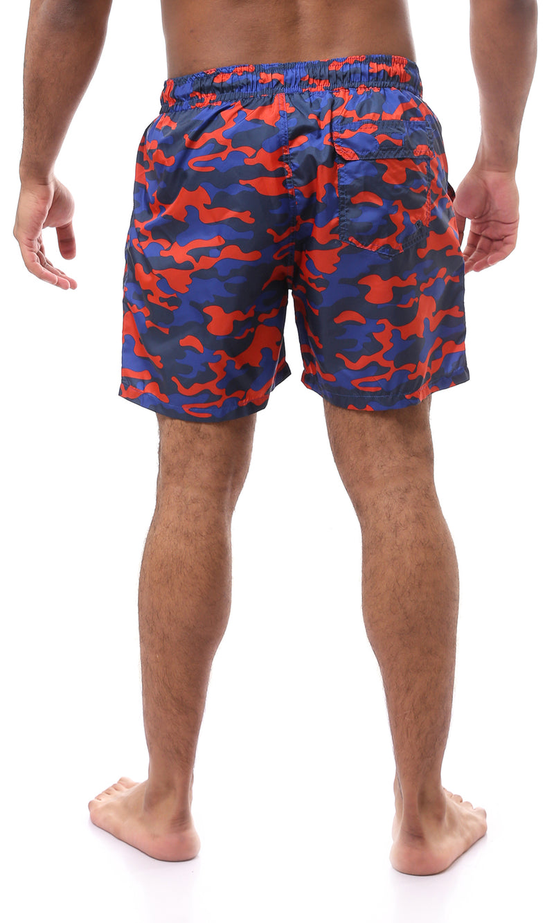 O167851 Blue & Red Camouflage Summer Swim Shorts