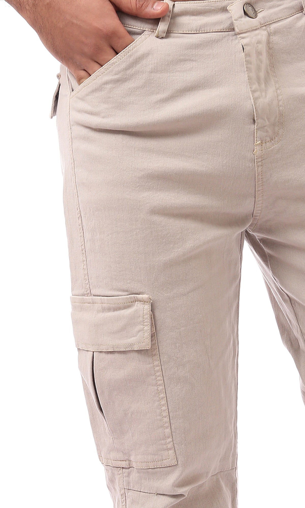 O167940 Multi-Pockets Casual Beige Cargo Pants