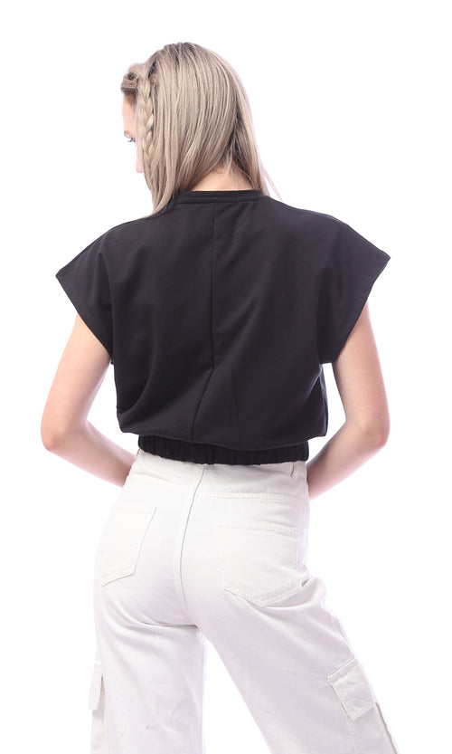 تي شيرت أسود مطبوع "بروكلين" باستك