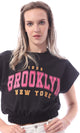 O168210 Black "Brooklyn" Printed Tee With Hem
