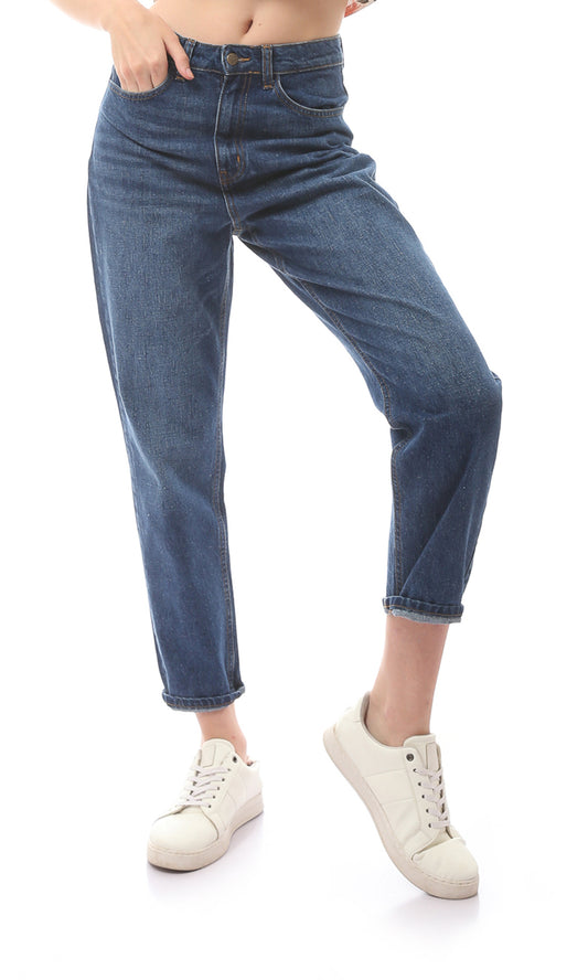 O168634 Regular Fit Solid Blue Jeans
