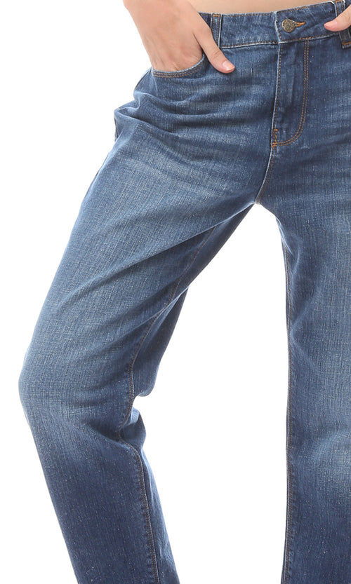 O168638 Dark Blue Comfortable Regular Fit Jeans