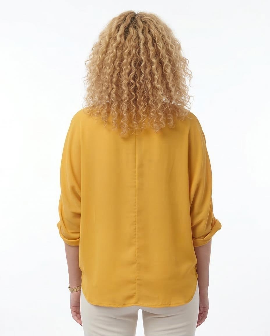 Ravin Women’s Batwing Sleeve Chiffon Blouse – Mustard Yellow - O168790