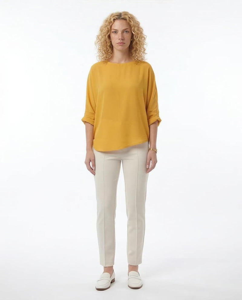 Ravin Women’s Batwing Sleeve Chiffon Blouse – Mustard Yellow - O168790