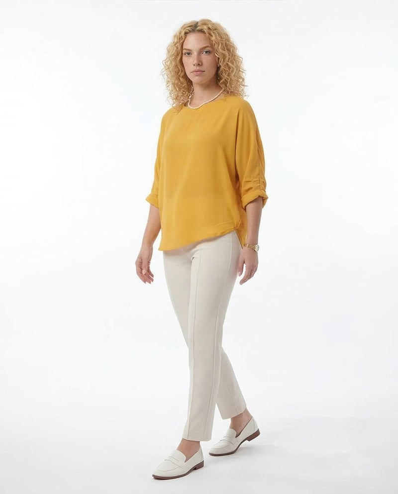 Ravin Women’s Batwing Sleeve Chiffon Blouse – Mustard Yellow - O168790