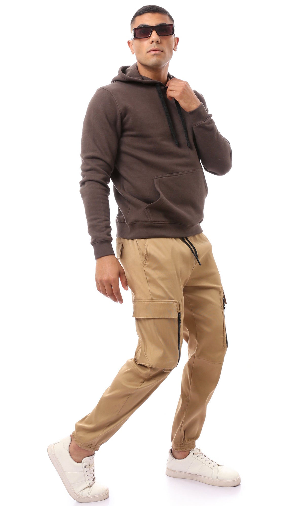 O169753 Beige Slip On Comfy Trousers With Hem