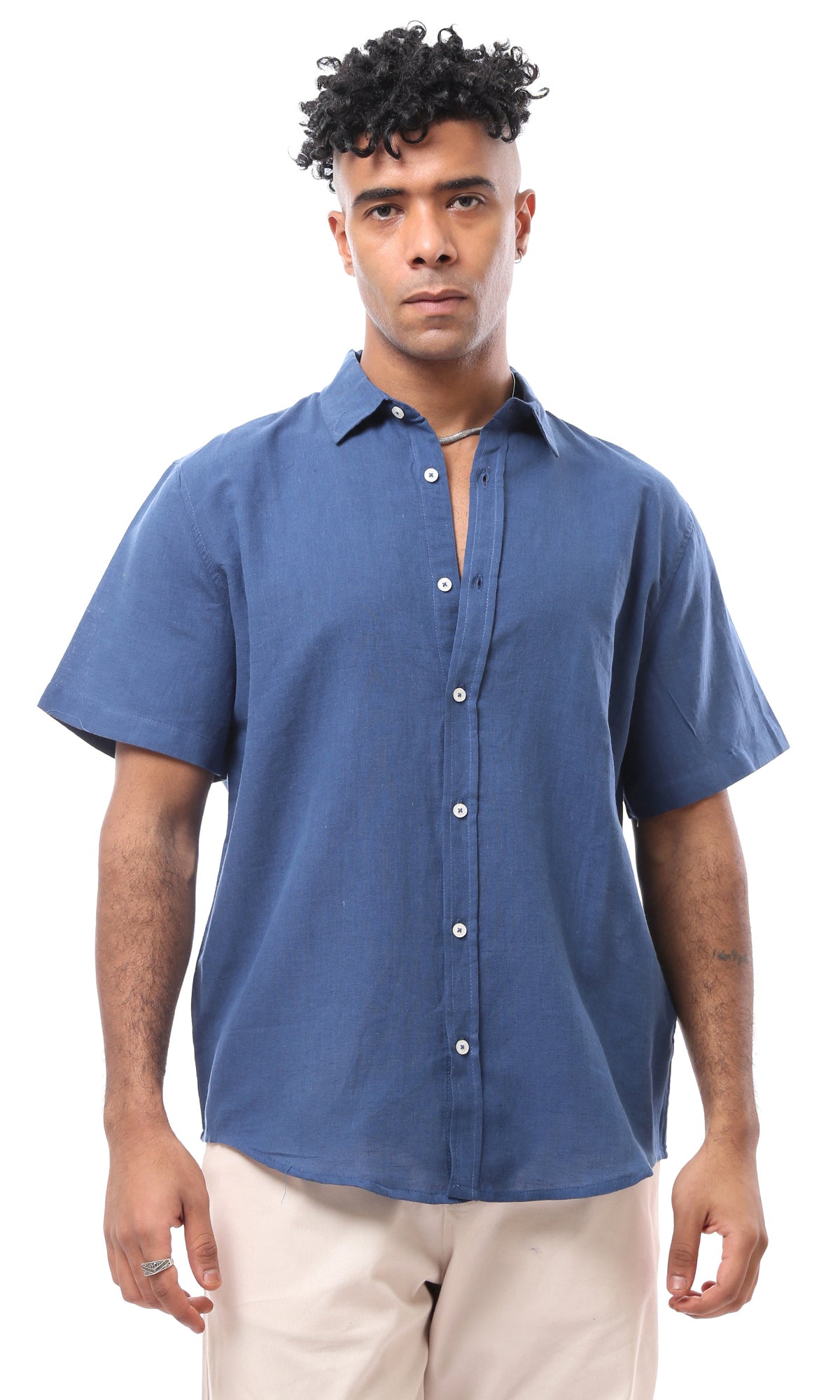 O169760 Short Sleeve Navy Blue Solid Shirt