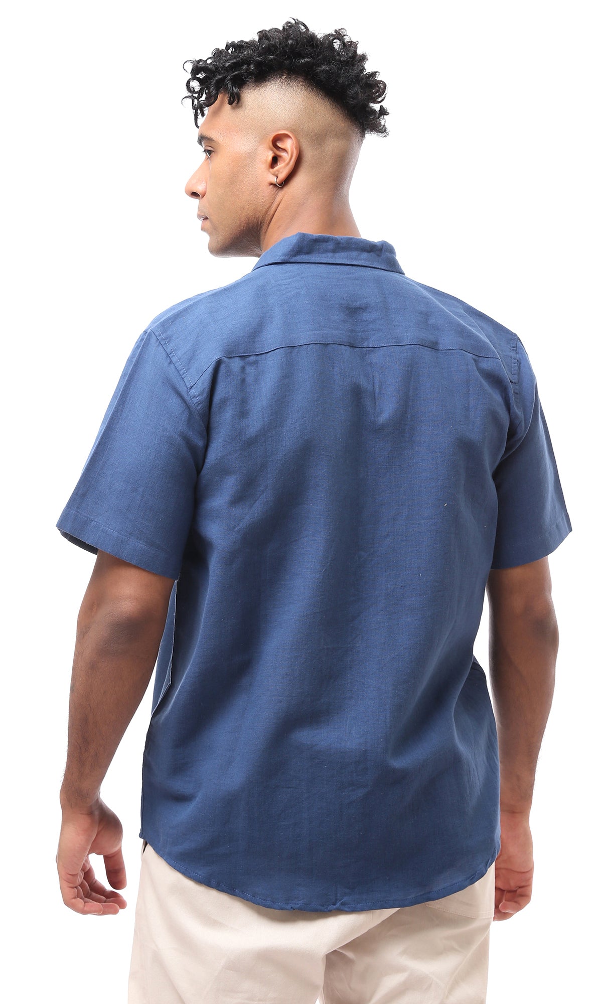 O169760 Short Sleeve Navy Blue Solid Shirt
