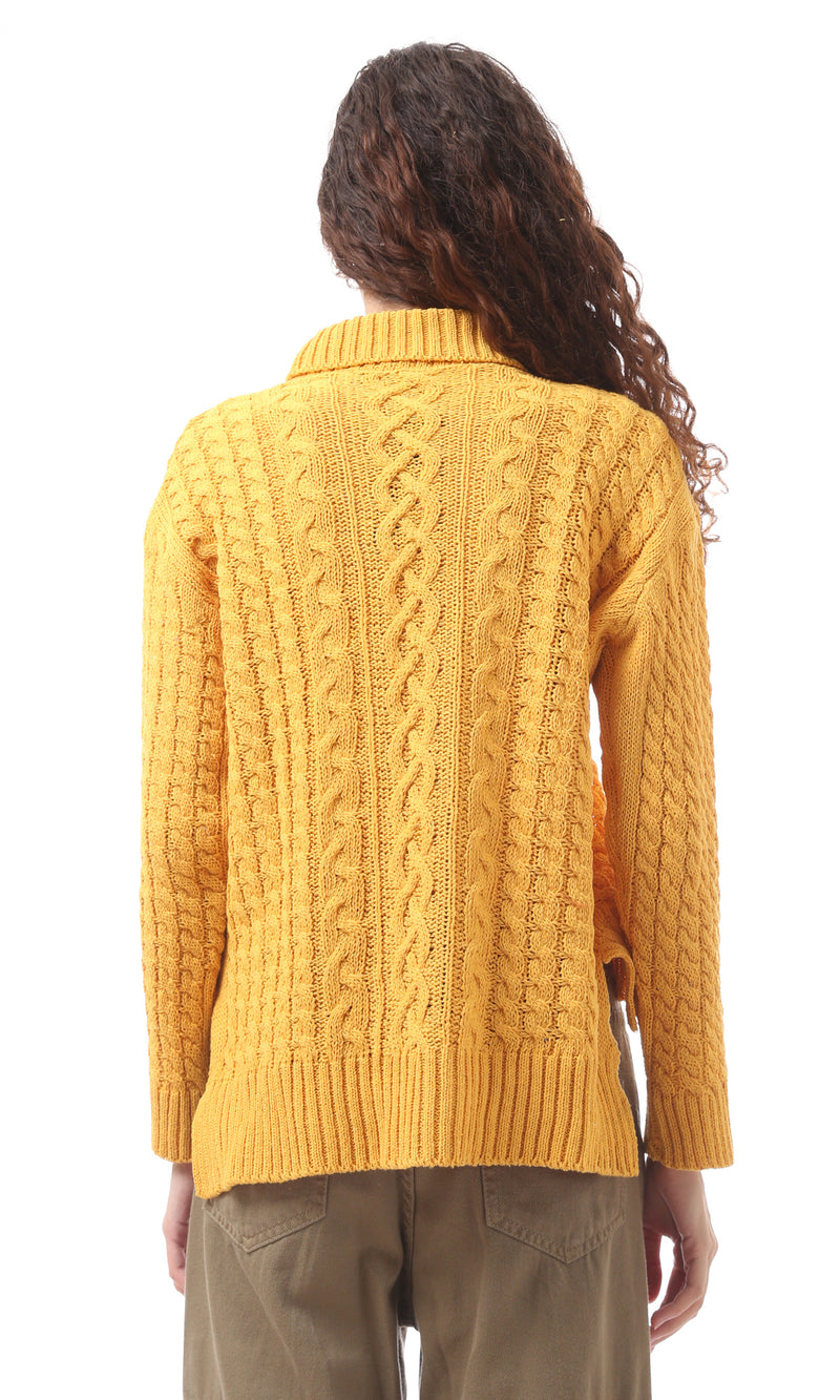 O169847 Mustard Yellow Slip On Turtle Neck Pullover