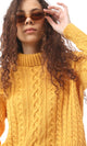 O169847 Mustard Yellow Slip On Turtle Neck Pullover