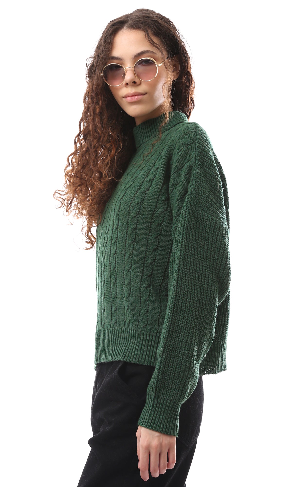 O169850 Slip On Knitted Green Pullover