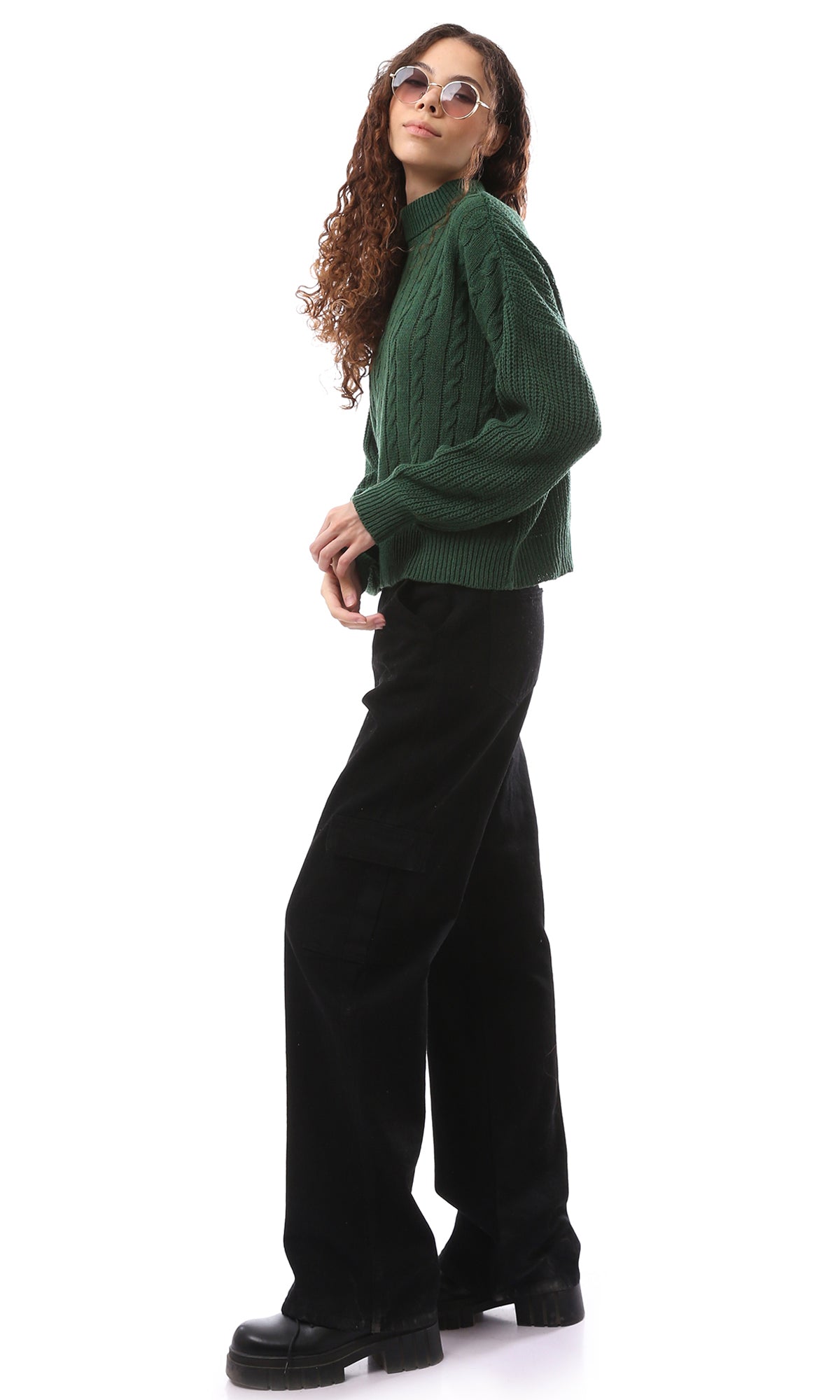 O169850 Slip On Knitted Green Pullover