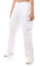 O169943 White Cotton Solid Fly Zip Buttoned Trousers