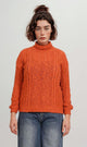O169973-O169973 - Chunky Knit Mock Neck Sweater - Orange