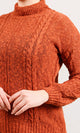 O169973-O169973 - Chunky Knit Mock Neck Sweater - Orange
