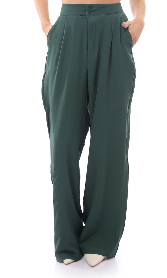 O170005 Casual Dark Green Fancy Trousers