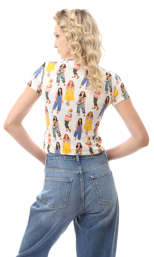 O170152 Patterned Slip On Short Sleeve T-Shirt