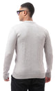 O170216 Grey Ribbed Neck And Cuffs Basic Pullover