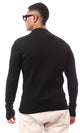 O170220 Long Sleeves Elegant Ribbed Black Pullover