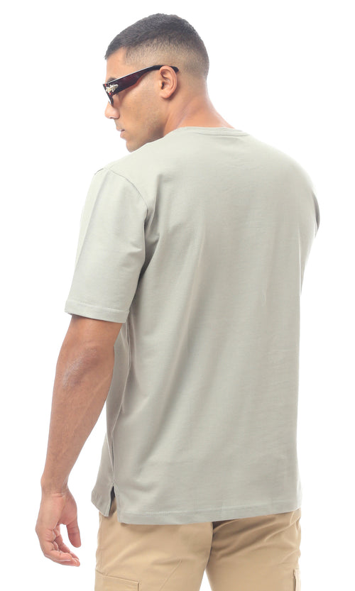 O170297 Olive Green Slip On Rounded Neck Tee