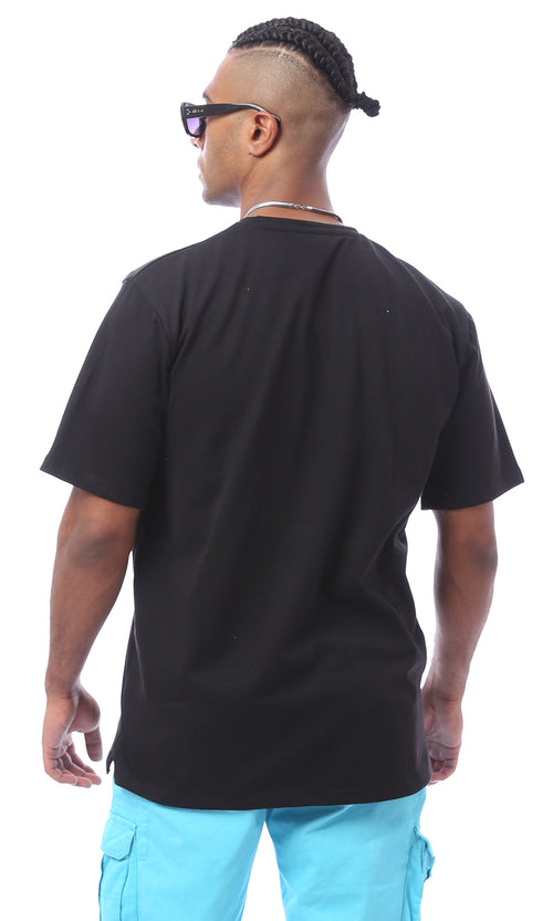 O170303 Black Slip On Summer Comfy Tee With Pocket