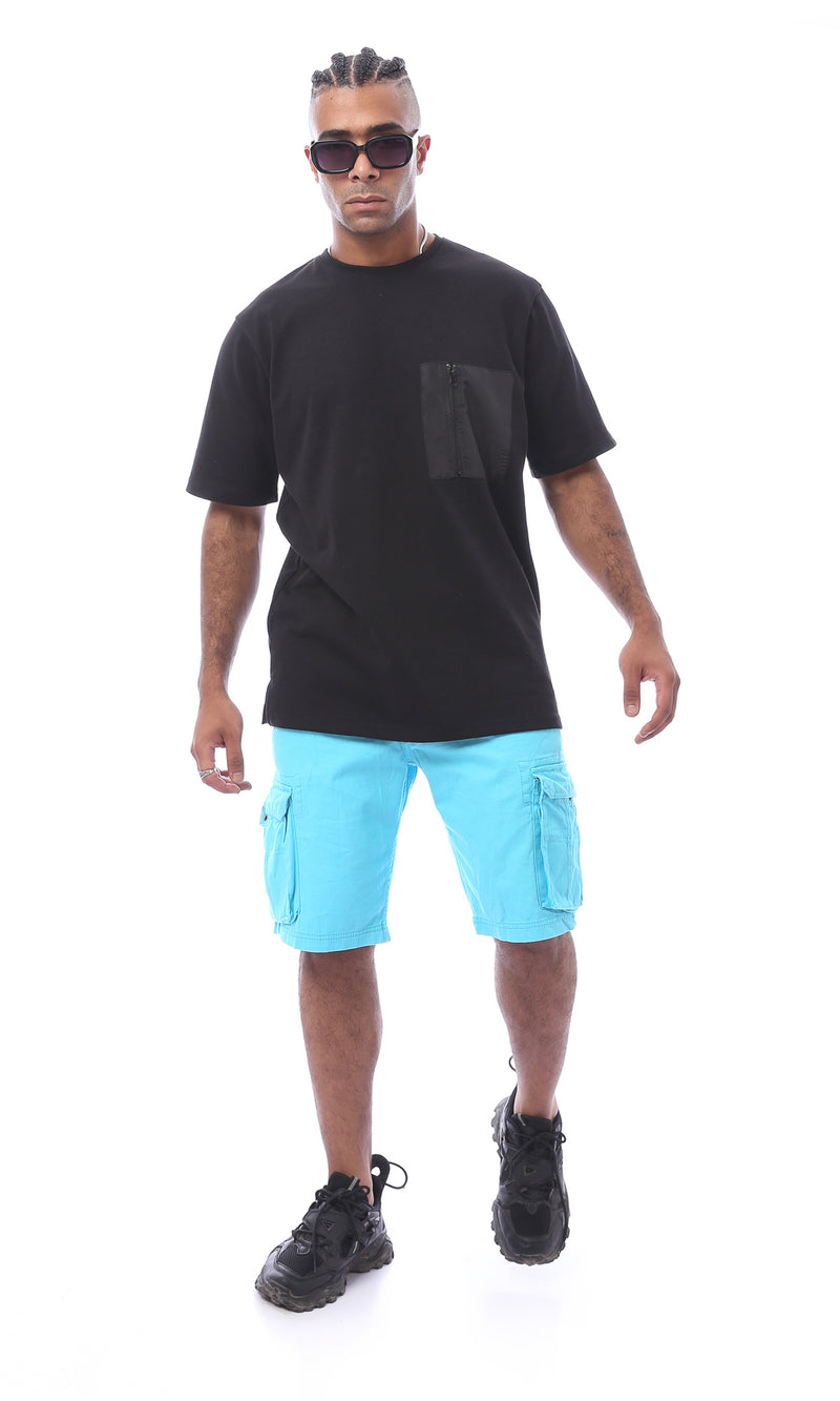 O170303 Black Slip On Summer Comfy Tee With Pocket