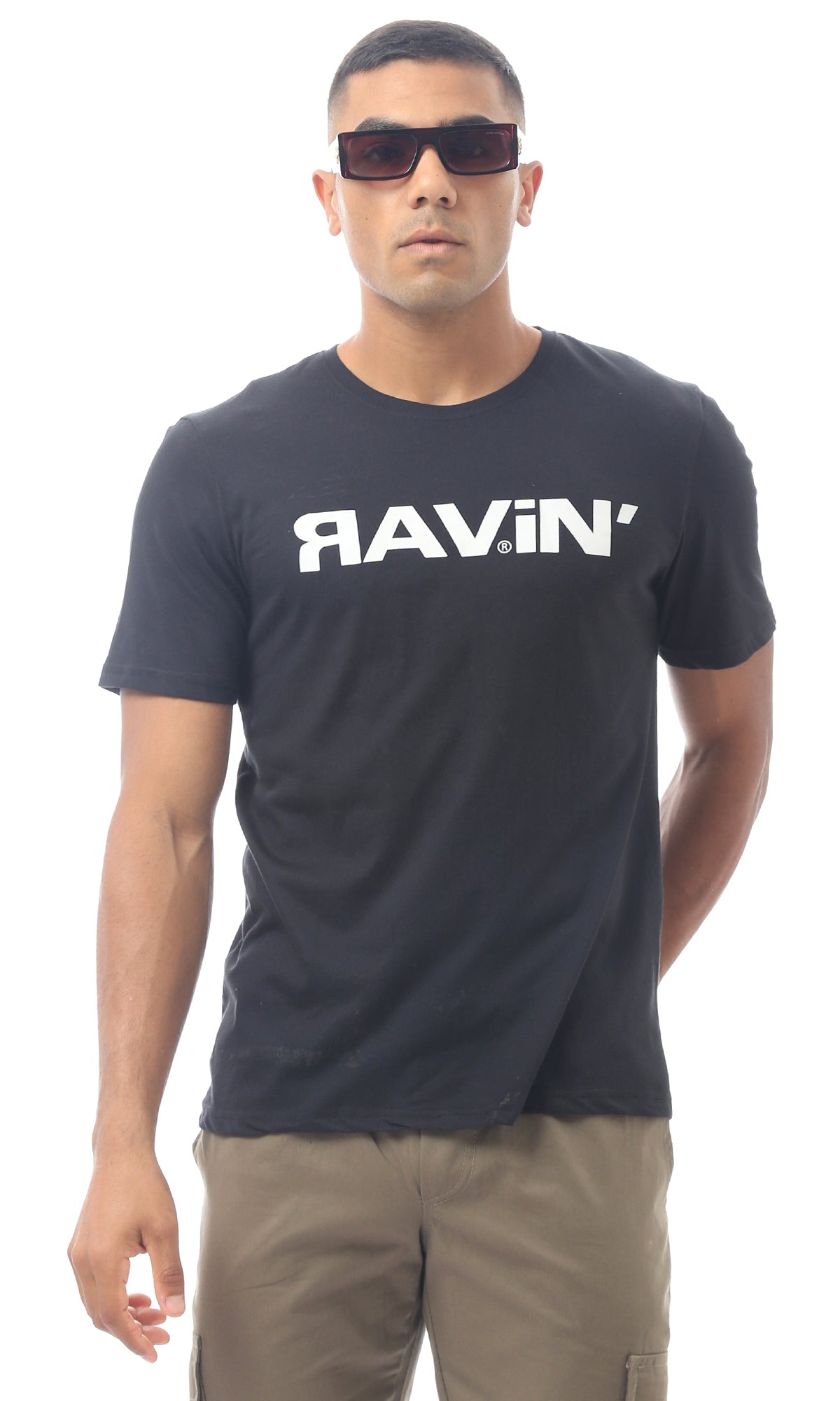 O170318 Black Printed 'Ravin" Slip On Tee