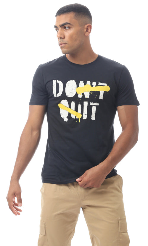 تيشيرت بوليستر صيفي أسود سهل الارتداء