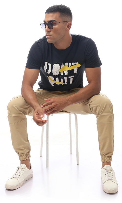 تيشيرت بوليستر صيفي أسود سهل الارتداء