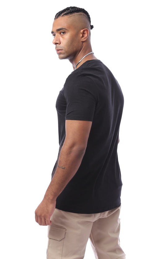 تيشيرت أسود سادة بأكمام قصيرة